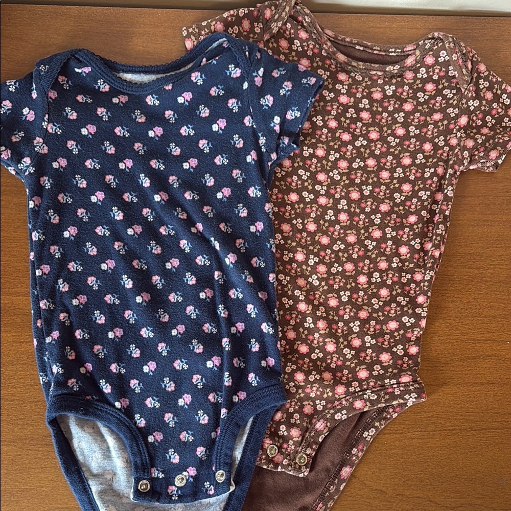 Floral Kids One Pieces - Blue and Brown